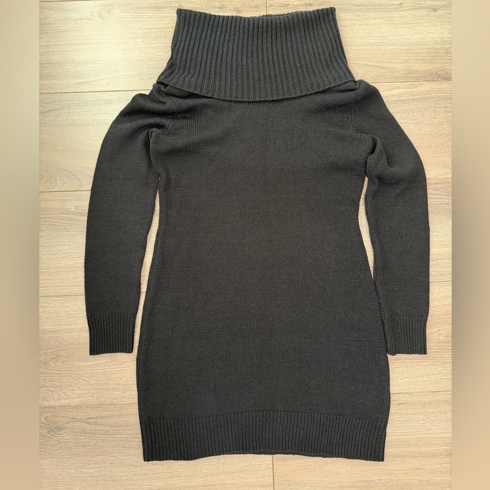 H&M Black Off-Shoulder Ribbed Knit Sweater Dress